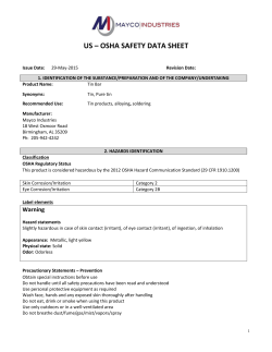 SDS &ndash; Tin Bar - Mayco Industries