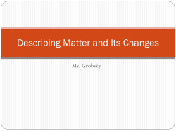 Describing Matter and Its Changes