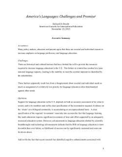 America`s Languages: Challenges and Promise