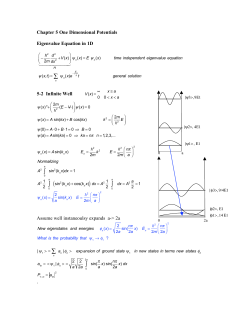 Chapter 5 One Dimensional Potentials Eigenvalue Equation in 1D 5