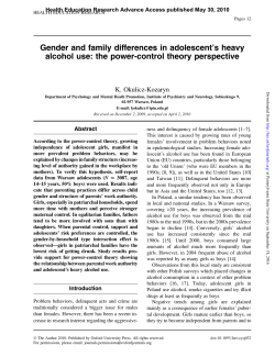 Gender and family differences in adolescent`s heavy alcohol use