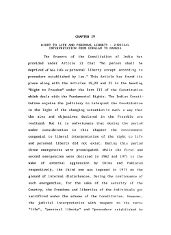 CHAPTER IV RIGHT TO LIFE AND PERSONAL LIBERTY
