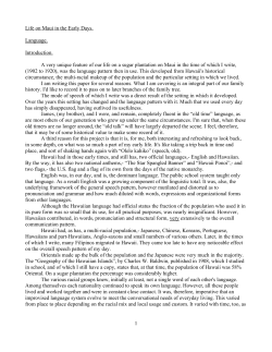 Life on Maui in the Early Days. Language. Introduction. A very