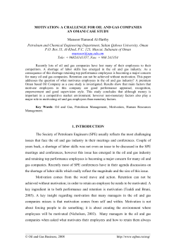 MOTIVATION: A CHALLENGE FOR OIL AND GAS COMPANIES AN