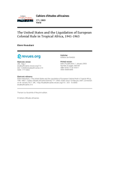The United States and the Liquidation of European Colonial Rule in