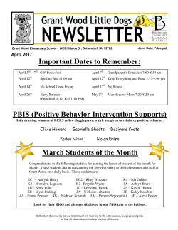 Important Dates to Remember: PBIS (Positive Behavior Intervention