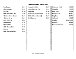 Concessions Price List - Lebanon Girls Softball Association