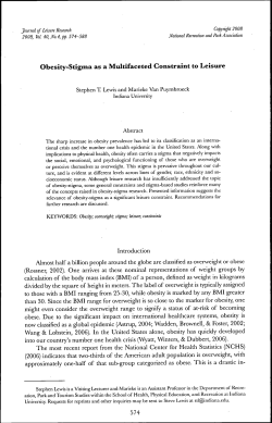 Obesity-St&iacute;gma as a Multifaceted Constraint to Leisure