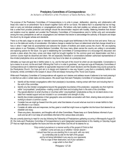 Presbytery Committees of Correspondence