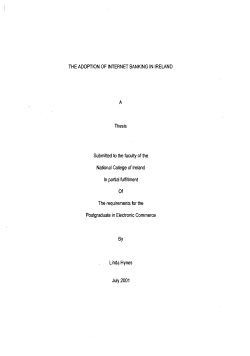THE ADOPTION OF INTERNET BANKING IN IRELAND A Thesis