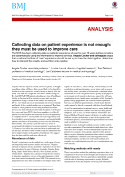 Collecting data on patient experience is not enough: they must be