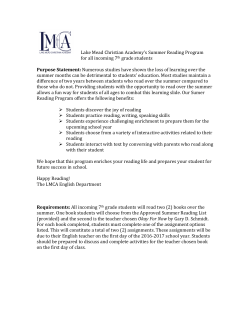 Lake Mead Christian Academy`s Summer Reading Program for all