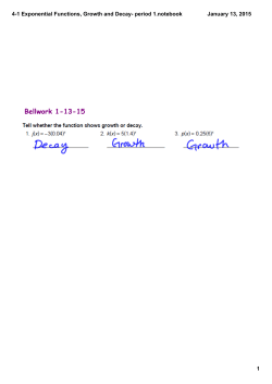 4-1 Exponential Functions, Growth and Decay