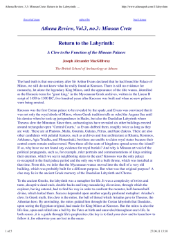Athena Review, 3,3: Minoan Crete: Return to the
