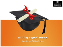 Writing a good essay - University of Canberra