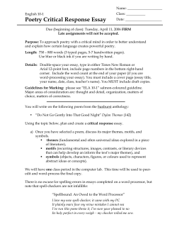 Poetry Critical Response Essay