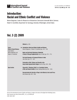 Introduction: Racial and Ethnic Conflict and Violence Vol. 3 (2) 2009