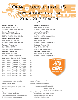oranje soccer tryouts 2016 &ndash; 2017 season