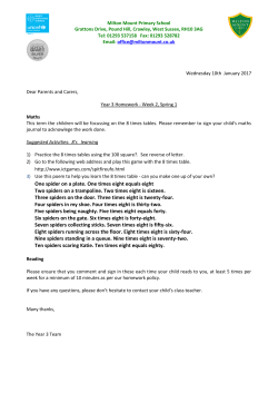 One spider on a plate. One times eight equals eight Two spiders on