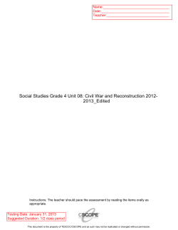 Social Studies Grade 4 Unit 08: Civil War and Reconstruction 2012