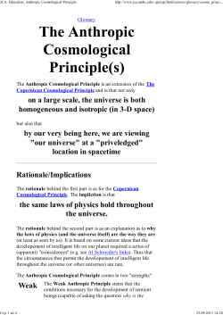 the anthropic cosmological principle and divine design