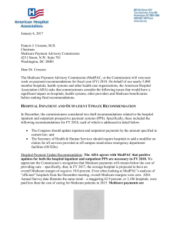 Comments on MedPAC`s draft recommendations for FY 2018