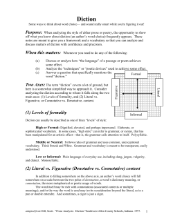 Prose Analysis: Diction - The Syracuse City School District