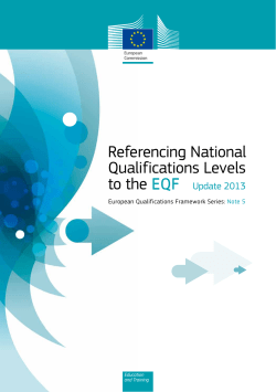 Referencing National Qualifications Levels to the EQF