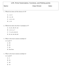LCM, Prime Factorization, Functions, and Plotting points Name