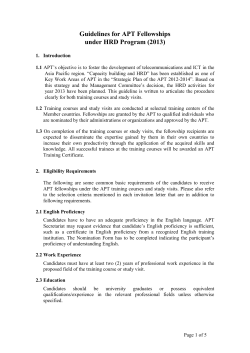 Guidelines for APT Fellowships under HRD Programme