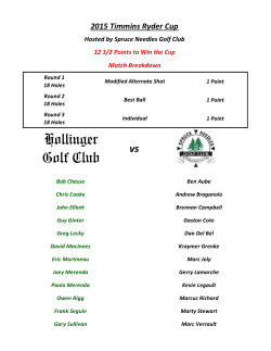 2015 Ryder Cup Hollinger vs Spruce Needles