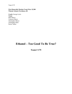 Ethanol &ndash; Too Good To Be True?
