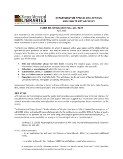 Guide to Citing Archival Sources