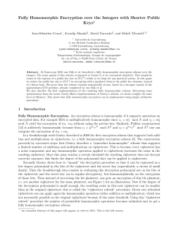 Fully Homomorphic Encryption over the Integers with Shorter Public