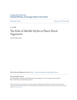 The Role of Afterlife Myths in Plato`s Moral Arguments