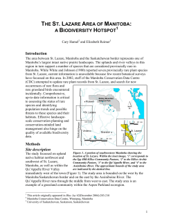 THE ST. LAZARE AREA OF MANITOBA: A BIODIVERSITY HOTSPOT