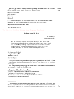 To Lawrence M. Byrd The Martin Luther King, Jr. Papers Project