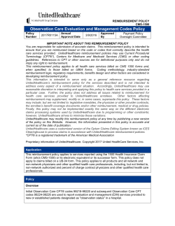 Observation Care Evaluation and Management Codes Policy