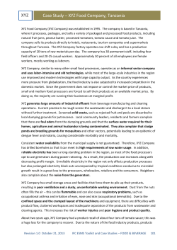 Case Study &ndash; XYZ Food Company, Tanzania XYZ