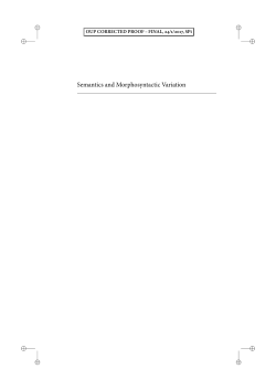Semantics and Morphosyntactic Variation