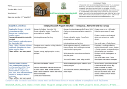 Half-Term Home Learning Grid Essential Activities: History