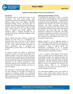 Applying the Responsibility to Protect to Burma/Myanmar