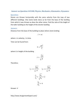 Stones are thrown horizontally with the same veloc