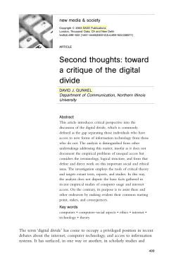 Second thoughts: toward a critique of the digital divide