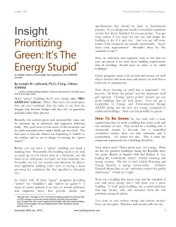 Insight Prioritizing Green: It`s The Energy Stupid