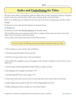 Italics and Underlining for Titles