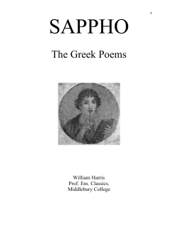 Sappho: The Greek Poems - Middlebury College: Community Home
