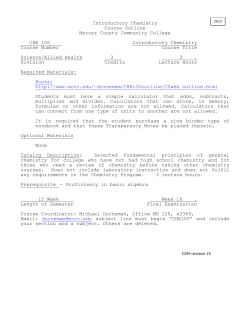 Introductory Chemistry Course Outline Mercer County Community