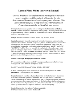 Lesson Plan: Write your own Sonnet!