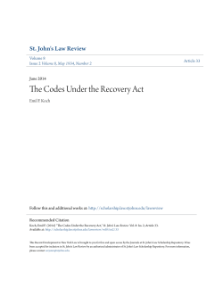 The Codes Under the Recovery Act